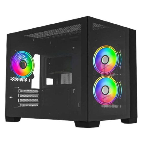 SAMA M711 MATX Computer Case with 3 x ARGB Uni Fan Kit PWM Fan Tempered Glass Window PC Micro ATX Gaming Case