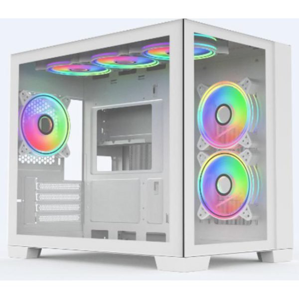 SAMA M711 MATX Computer Case with 3 x ARGB Uni Fan Kit PWM Fan Tempered Glass Window PC Micro ATX Gaming Case - Image 2