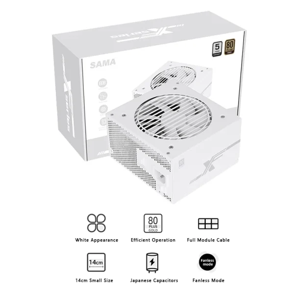 SAMA 1000W Power Supply Full Voltage 80Plus Gold Certified 12V 14CM Japanese Large Capacitors ATX/Matx Power Support PCI-E 5.0 Extension - Image 2