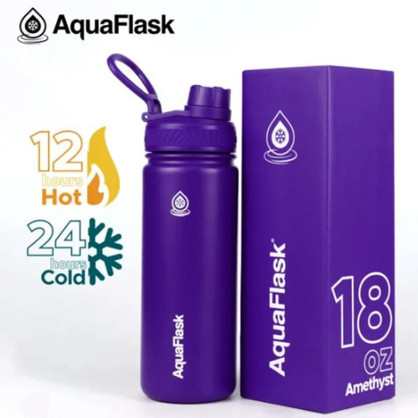 AQUAFLASK 18oz Wide mouth Vacuum Insulated Stainless Steel Drinking Water Bottle - Image 2