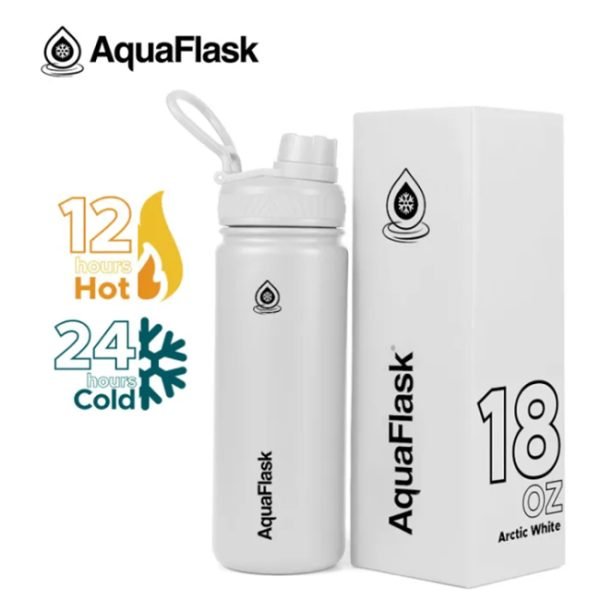 AQUAFLASK 18oz Wide mouth Vacuum Insulated Stainless Steel Drinking Water Bottle - Image 6