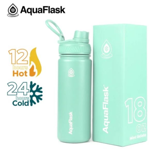 AQUAFLASK 18oz Wide mouth Vacuum Insulated Stainless Steel Drinking Water Bottle - Image 3