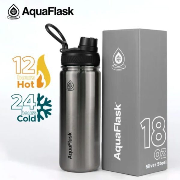 AQUAFLASK 18oz Wide mouth Vacuum Insulated Stainless Steel Drinking Water Bottle - Image 11
