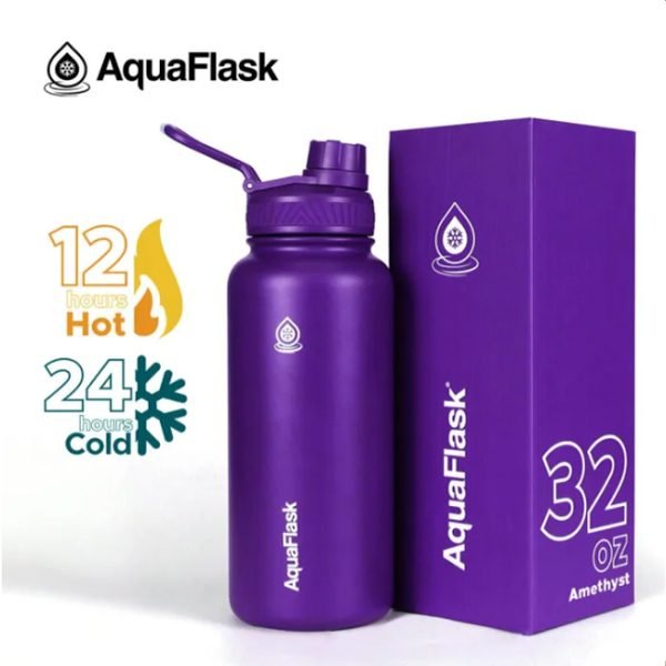 AQUAFLASK 32oz Wide mouth Vacuum Insulated Stainless Steel Drinking Water Bottle - Image 12