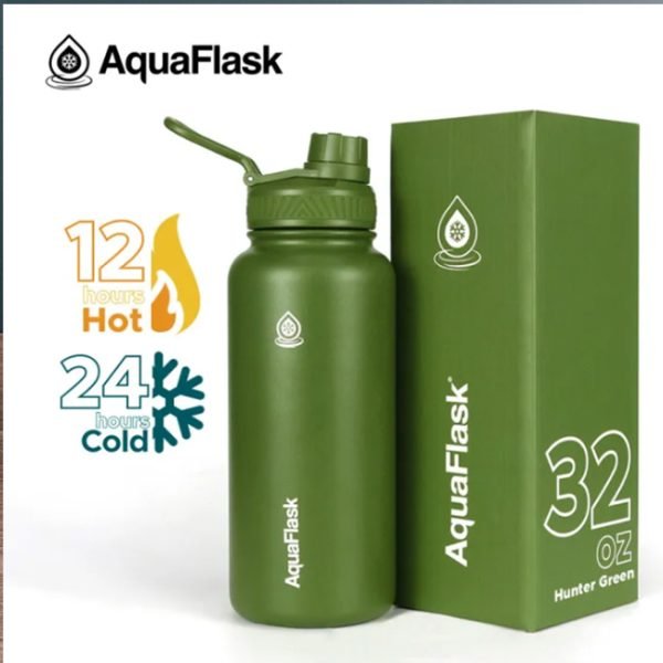 AQUAFLASK 32oz Wide mouth Vacuum Insulated Stainless Steel Drinking Water Bottle - Image 3
