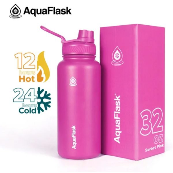 AQUAFLASK 32oz Wide mouth Vacuum Insulated Stainless Steel Drinking Water Bottle - Image 4