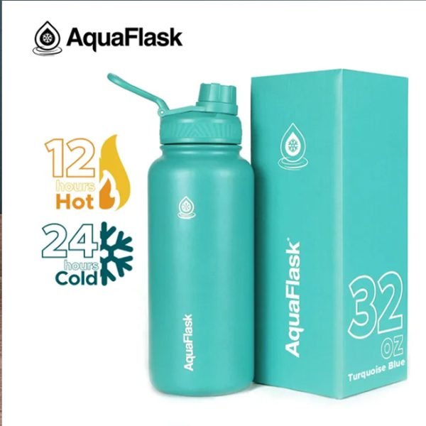 AQUAFLASK 32oz Wide mouth Vacuum Insulated Stainless Steel Drinking Water Bottle - Image 19