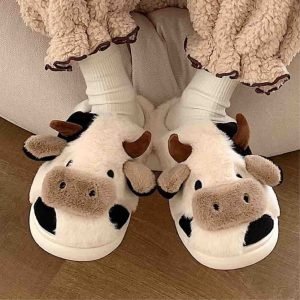 Unisex Indoor Plush Cow Slipper