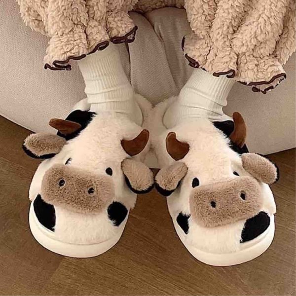 Unisex Indoor Plush Cow Slipper