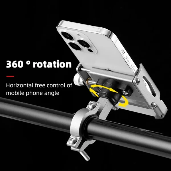 Phone Holder 360° Rotation Aluminum Alloy MTB Bike Phone GPS Bracket Scooter Motorcycle Handlebar - Image 6