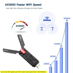 WiFi 6E Adapter AX3000 USB 3.0 For PC/Laptop For Windows 10/11 Driver Free