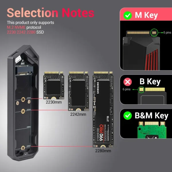 UnionSine M.2 SSD Enclosure NVMe 10Gbps PCIe SSD Box - Image 7