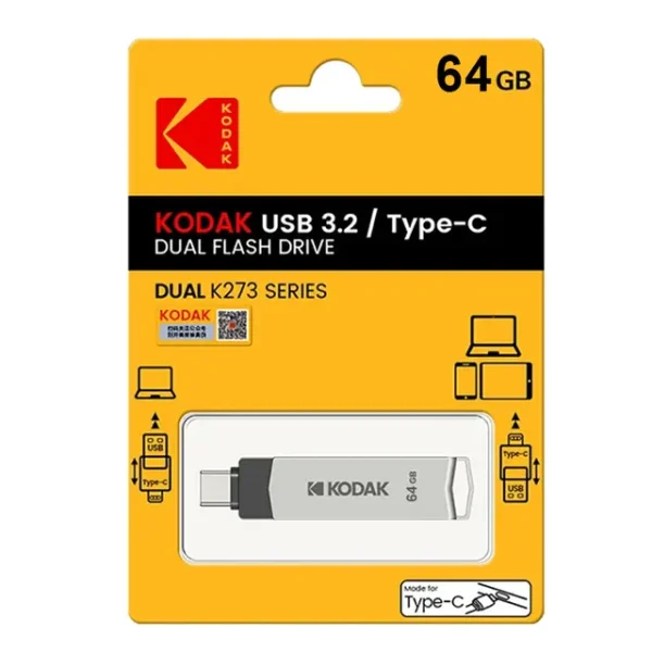 Kodak K273 USB 3.2 Flash Drive OTG 32GB 64GB 128GB Pen drive USB3.2 Gen 1 Type-c - Image 2