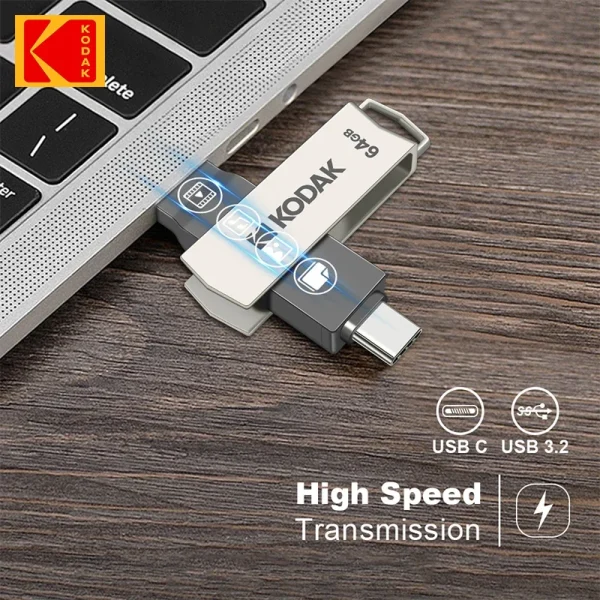 Kodak K273 USB 3.2 Flash Drive OTG 32GB 64GB 128GB Pen drive USB3.2 Gen 1 Type-c - Image 4