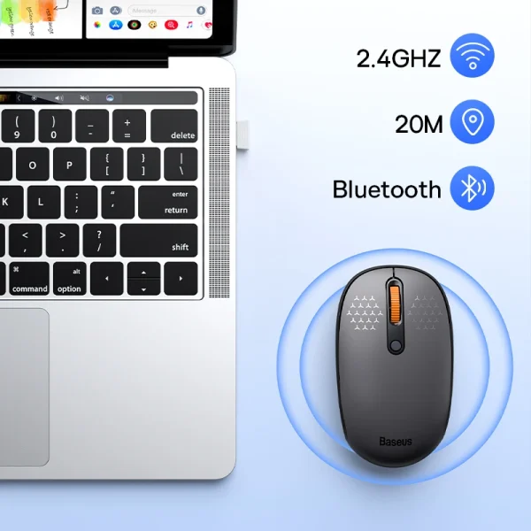Baseus Mouse Bluetooth Wireless Computer 1600DPI Silent Mouse with 2.4GHz USB Nano Receiver - Image 2