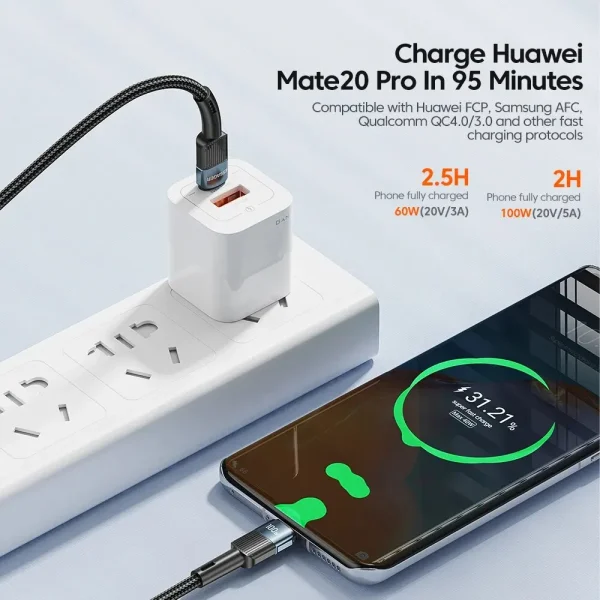 Essager 100W C To C Type C Cable USB C PD Fast Charging Charger Wire Cord - Image 5