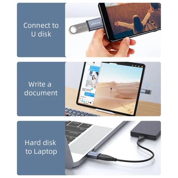 Essager Type C To USB 3.0 OTG Adapter - Image 2