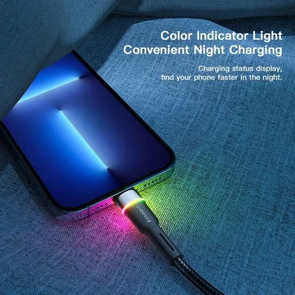 Essager USB Cable For iPhone 14 13 12 11 Pro Xs Max X Xr LED Lightning Fast Charging Phone Data Cable - Image 4