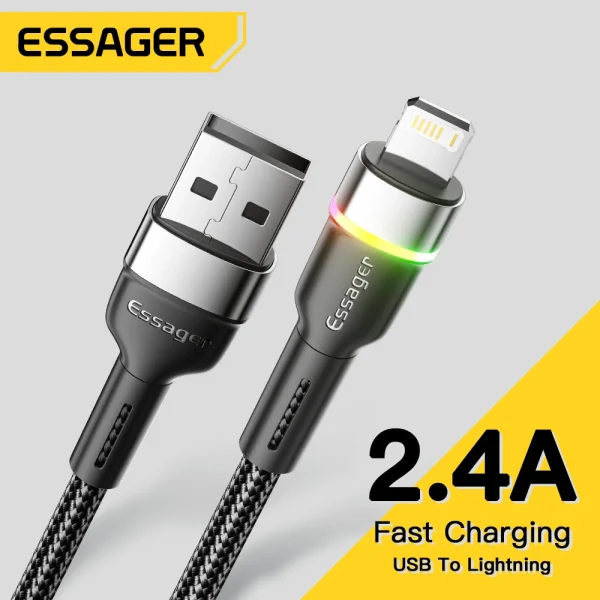 Essager USB Cable For iPhone 14 13 12 11 Pro Xs Max X Xr LED Lightning Fast Charging Phone Data Cable - Image 2