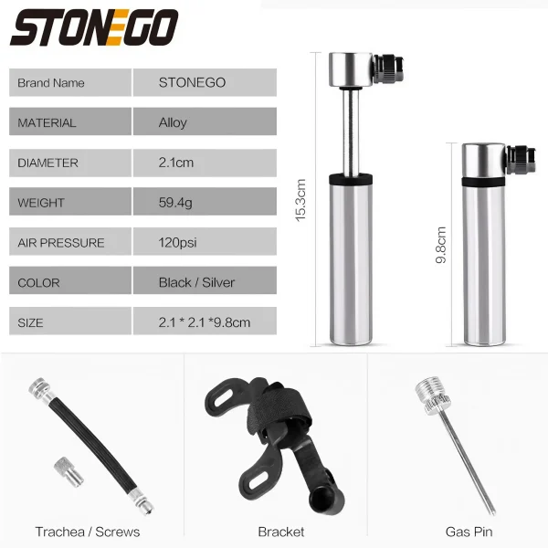 Portable Pocket Bike-Pump 120 PSI High Pressure, Mini Bike Pump - Image 2