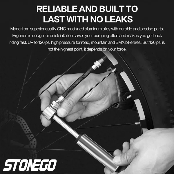 Portable Pocket Bike-Pump 120 PSI High Pressure, Mini Bike Pump - Image 5