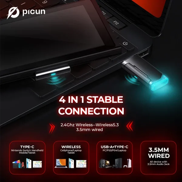 Picun G2 2.4G Wireless Gaming Headset Bluetooth Headphones - Image 5
