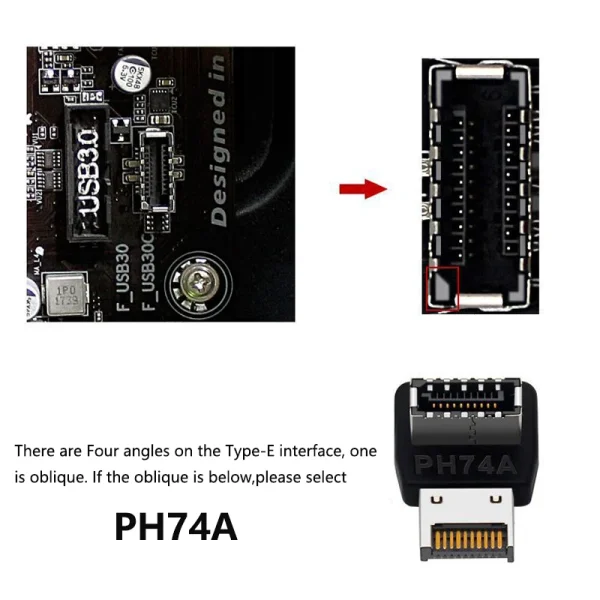 USB Connector Adapter USB3.1 Type-E 90 Degree Converter Adapter Case Front Type C Socket Desktop Computer Motherboard Connector - Image 3